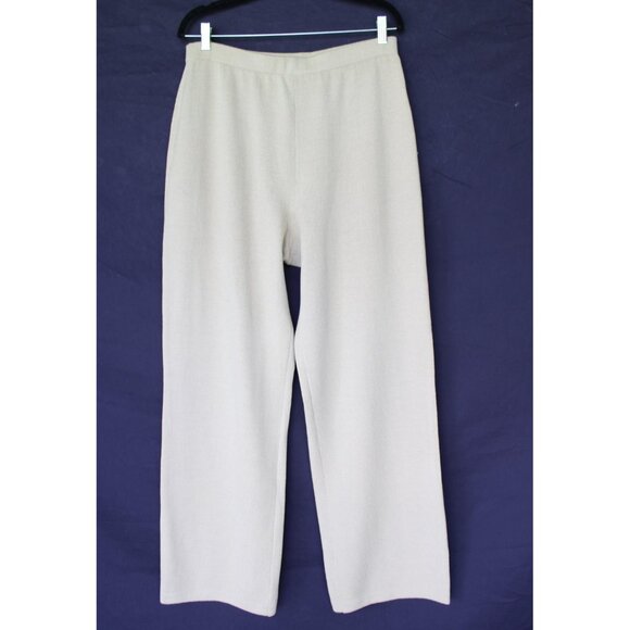 St. John Collection Marie Gray Santana Knit sweater wide leg Dress pants tan 16 - Picture 2 of 8